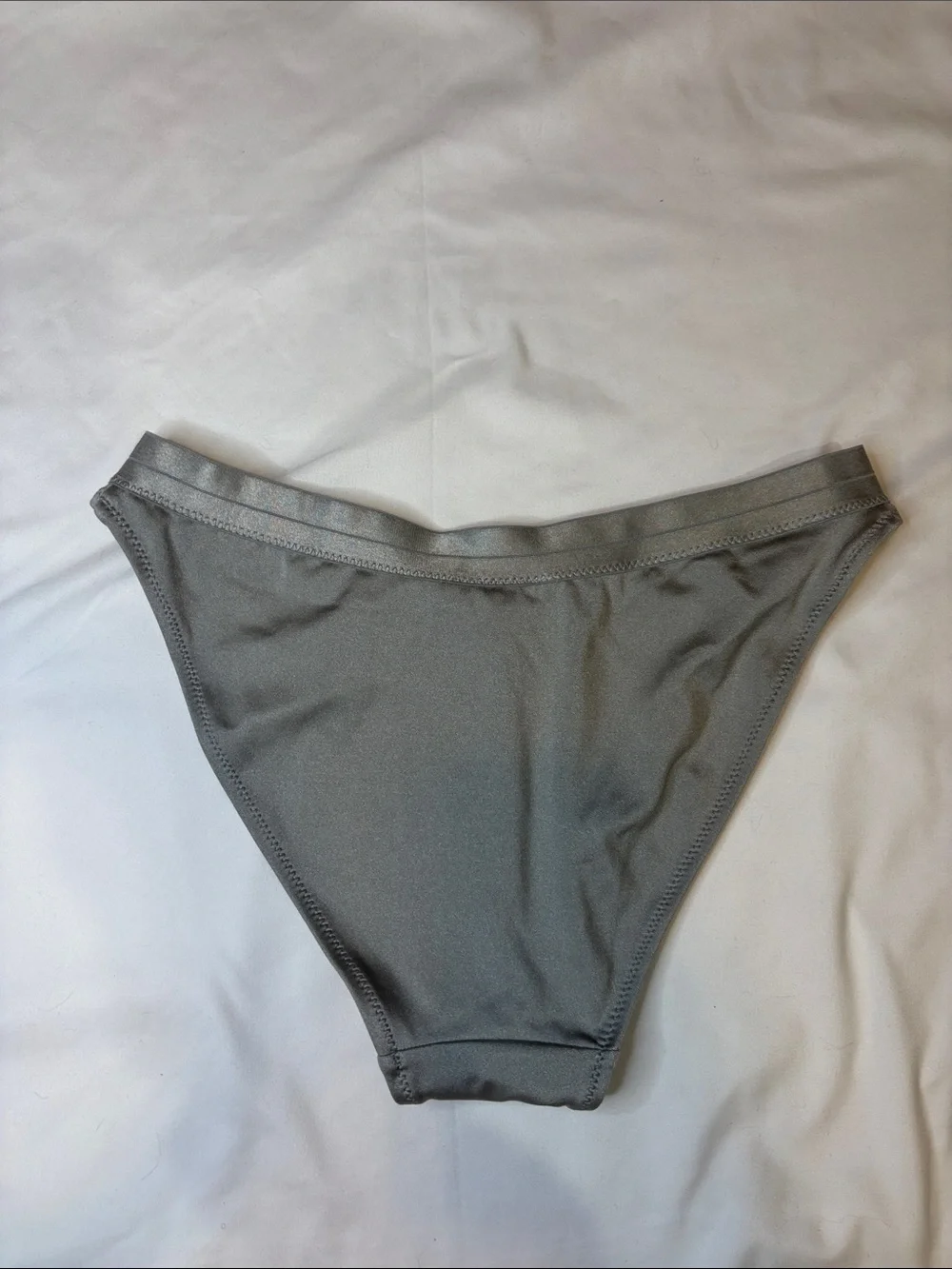 H&M New NWT Metallic Silver Shimmer Crossover Elastic Waistband Bikini Bottoms 4